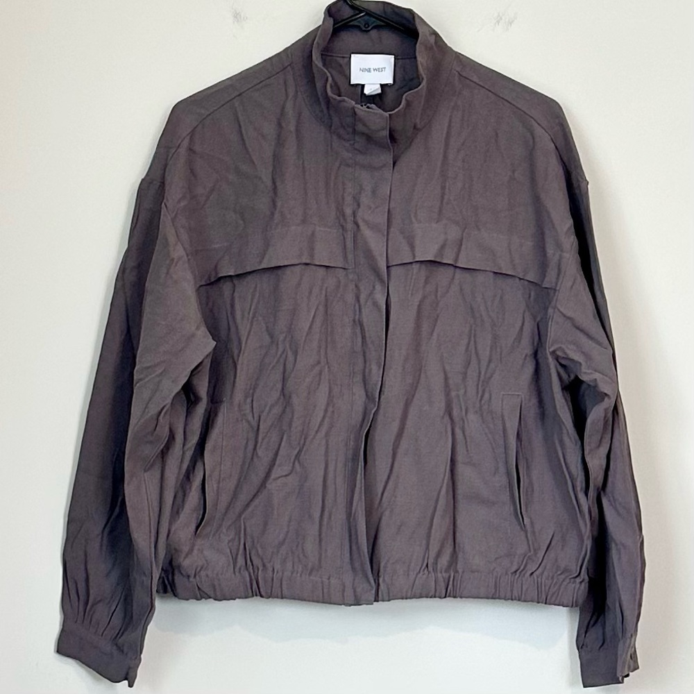 NWT Nine West Women's Drapey Utility Jacket in Gray - Size: Large - Picture 2 of 8
